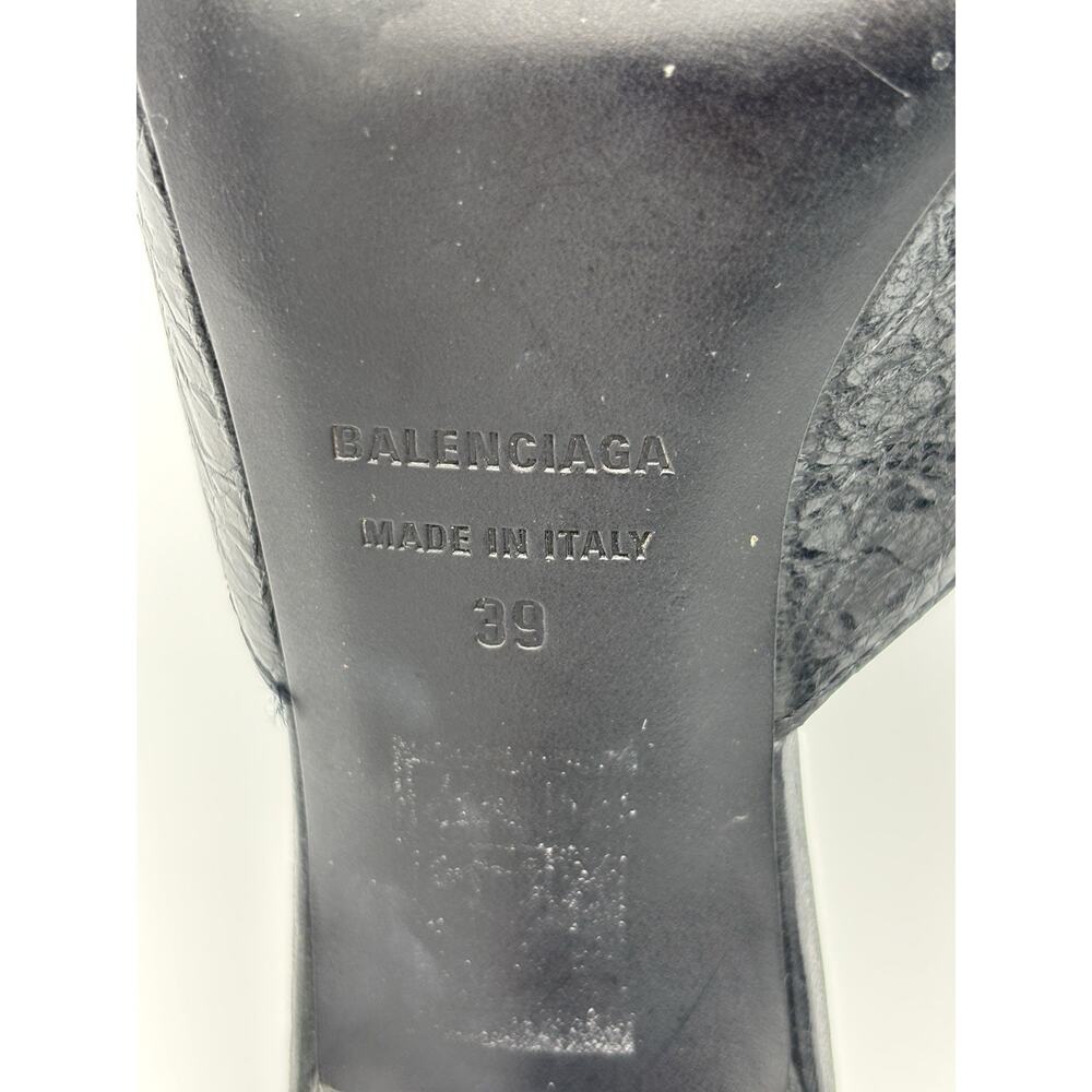 Balenciaga Point Toe Mules Black Leather Studded Size 39 / 9 Kitten Heel - Picture 8 of 16